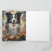 Carte Border Collie Halloween avec citrouilles épouvanta (Intérieur)
