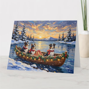 Carte Border Collie Noël Bateau Vacances