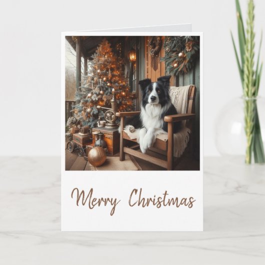 Carte Border Collie Noël Steampunk  (Devant)