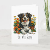 Carte Border Collie Remets-Toi Vite Dans Les Fleurs (Devant)