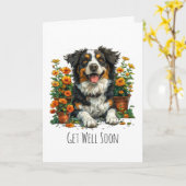 Carte Border Collie Remets-Toi Vite Dans Les Fleurs (Fleur jaune)
