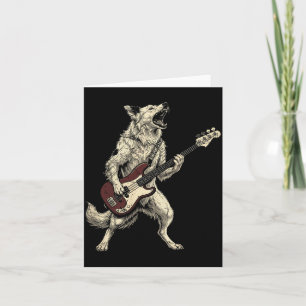 Carte Border Collie Rock drôle jouant de la guitare Chie