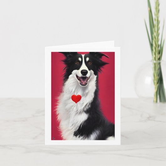 Carte border collie valentines dessin animé (Devant)