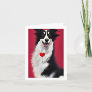 Carte border collie valentines dessin animé