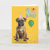 Carte Border Terrier Dog Party Hat Yellow Birthday (Devant)