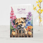 Carte Border Terrier Dog with Gladiolus Garden Get Well (Fleur jaune)