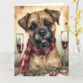 Carte Border Terrier Nouvel An (Fleur jaune)