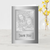 Carte Bordure argent 25e anniversaire de mariage (Fleur jaune)