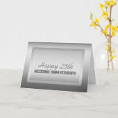 Carte Bordure argent 25e anniversaire de mariage (Fleur jaune)