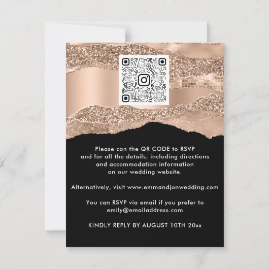 Carte Bordure Code QR Parties scintillant Rose grève Abs (Dos)
