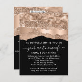 Carte Bordure Code QR Parties scintillant Rose grève Abs (Devant / Derrière)