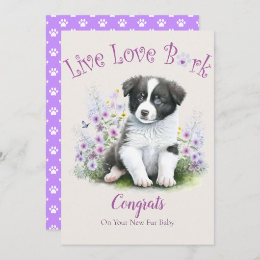 Carte Bordure Collie Adoption chien, Jour Gotcha (Devant / Derrière)