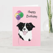 Carte Bordure Collie, Ballons d'anniversaire (Devant)