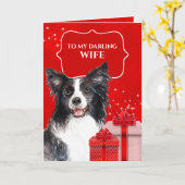 Carte Bordure Collie Cadeaux de Noël avec vers (Fleur jaune)