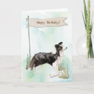 Carte Bordure Collie Chien sous signe d'anniversaire