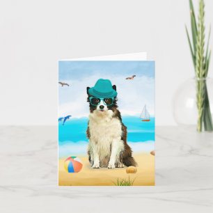 Carte Bordure Collie Dog sur la plage