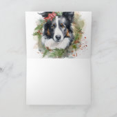Carte Bordure Collie Fête de Noël Wreath Pup (Intérieur)
