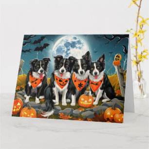 Carte Bordure Collie Halloween Éffrayant