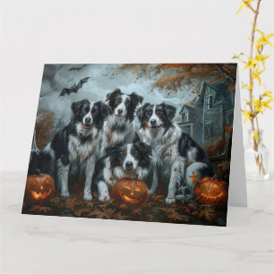 Carte Bordure Collie Halloween nuit Chien ravir