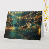 Carte Bordure Collie Noël Festive Voyage (Fleur jaune)