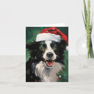 Carte Bordure Collie peinture de Noël