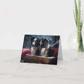 Carte Bordure Collie Snowy Sleigh Décor de Noël (Devant)