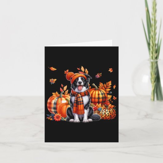 Carte Bordure Collie Thanksgiving Leopard Citrouilles Ch (Devant)