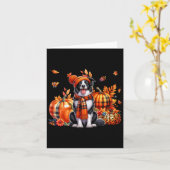 Carte Bordure Collie Thanksgiving Leopard Citrouilles Ch (Fleur jaune)