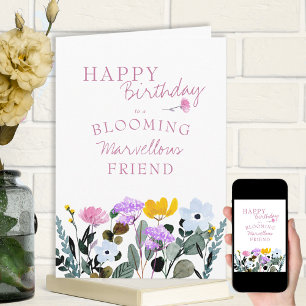 Carte Bordure de fleurs sauvages Fête d'anniversaire Mer
