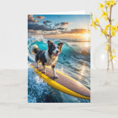 Carte Bordure de surf Collie (Fleur jaune)