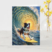 Carte Bordure de surf Collie (Fleur jaune)