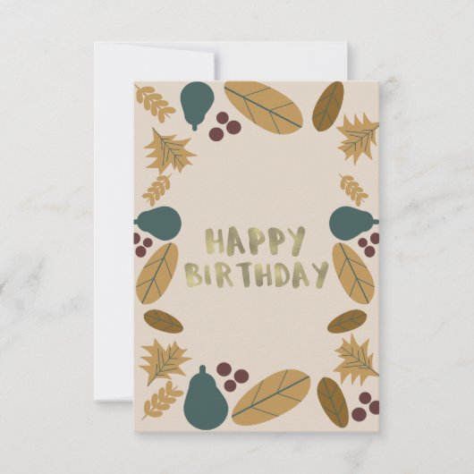 Carte Bordure de verdure moderne Thanksgiving automne an (Devant)