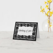 Carte Bordure Florale Pensées pour Vous, Noir & Blanc (Fleur jaune)