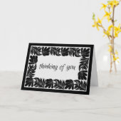 Carte Bordure Florale Pensées pour Vous, Noir & Blanc (Fleur jaune)
