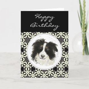 Carte Bordure générale Anniversaire Collie Chien animal