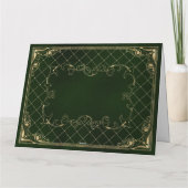Carte Bordure Ornée de Faux Or Vert Joyeux Noël (Dos)