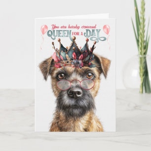 Carte Bordure Terrier Dog Queen pour jour drôle Annivers