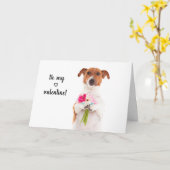 Carte Boris - Terrier Jack Russell - Soyez mon valentin (Fleur jaune)