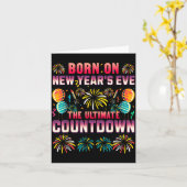 Carte Born On New Year's Eve. Countdown. Birthday  (Fleur jaune)
