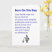 Carte Born On This Day - un poème d'anniversaire amusant (Fleur jaune)