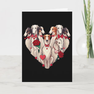 Carte Borzoi drôle Cœur Saint Valentin Borzoi Femmes Hom