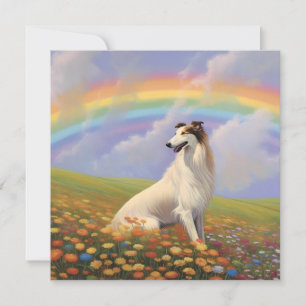 Carte Borzoi Rainbow Bridge Nom personnalisé Dog Memoria