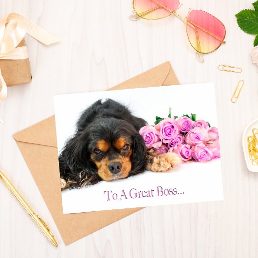 Carte Boss Anniversaire Cavalier King Charles Spaniel