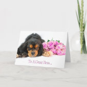 Carte Boss Anniversaire Cavalier King Charles Spaniel (Devant)