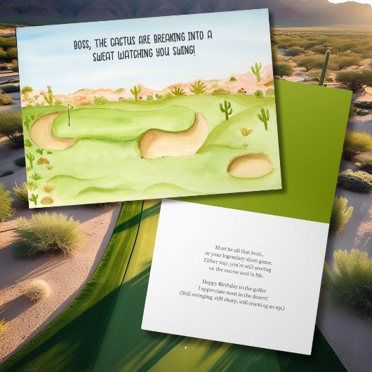 Carte Boss Birthday Desert Golf Course aquarelle