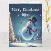 Carte Boss Happy Snowman Hot Chocolate Noël (Fleur jaune)