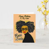 Carte Boss Lady Bonne Anniversaire Soeur Africaine Améri (Fleur jaune)