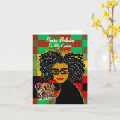 Carte Boss Lady Cousin Afro-Américain Anniversaire (Fleur jaune)
