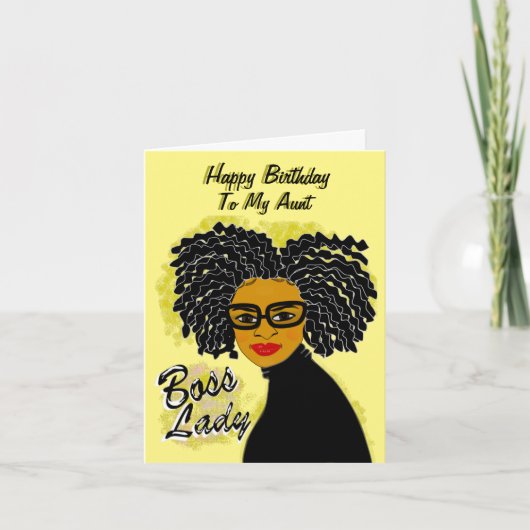 Carte Boss Lady Joyeuse Tante d'Anniversaire Africain Am (Devant)