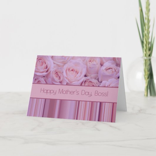 Carte Boss Pastel roses & rayures Fête des Mères (Devant)